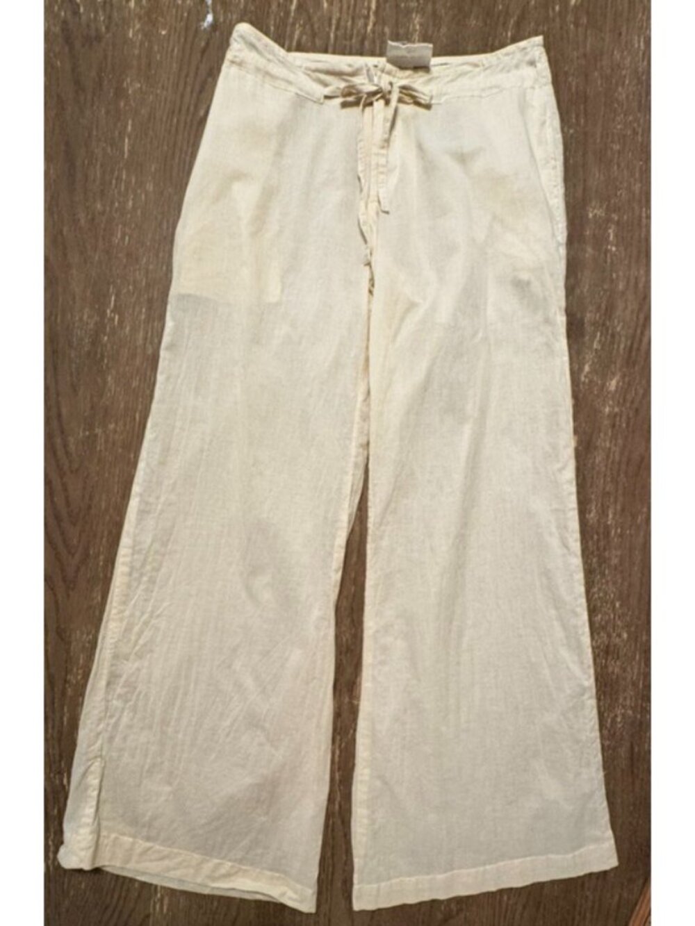 Stone Fox Swim 100% Cotton TIMO Drawstring Zip Cream Pants xs/s Resort Lounge